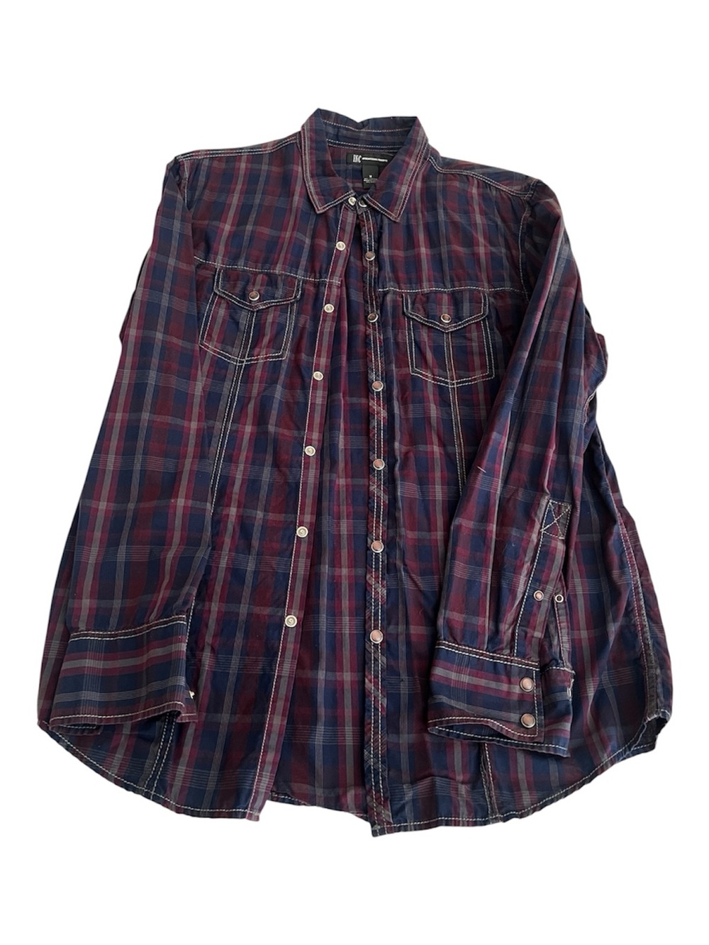 INC International Concepts Plaid Button-Down Long Sleeve Shirt Mens Size Medium